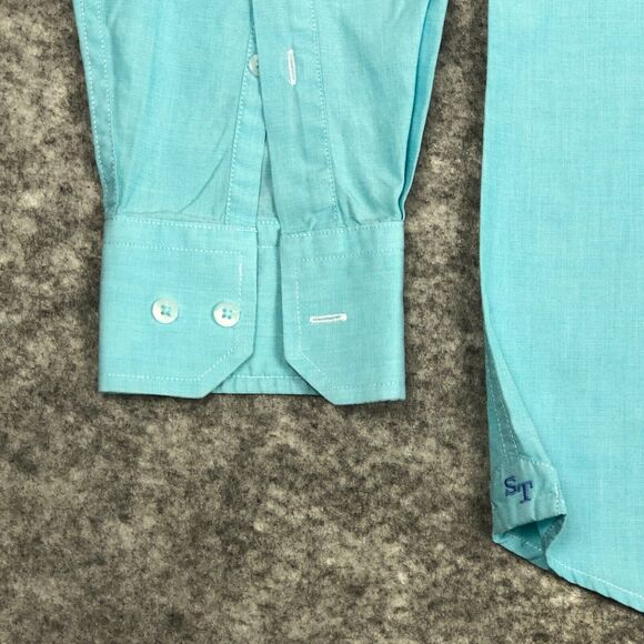 Southern Tide Mens Button Down Shirt Medium Teal Green Long Sleeve Pocket Cotton - Picture 10 of 16